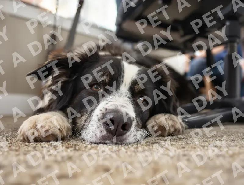Calm Border Collie Resting by Desk