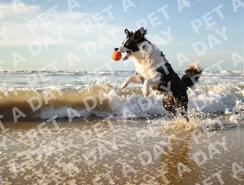 Playful Border Collie Leaping for Ball