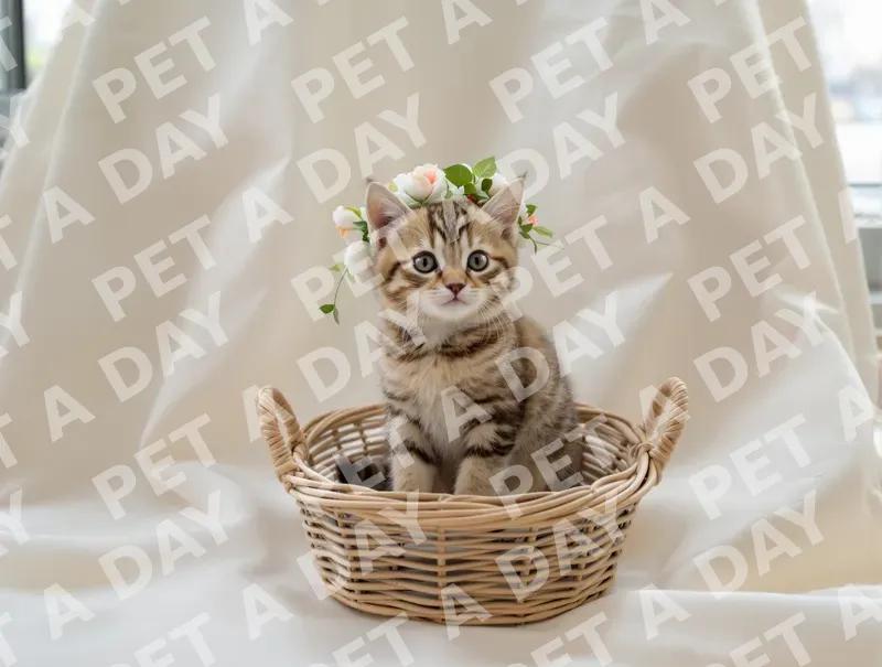 Charming Tabby Kitten in Flower Crown