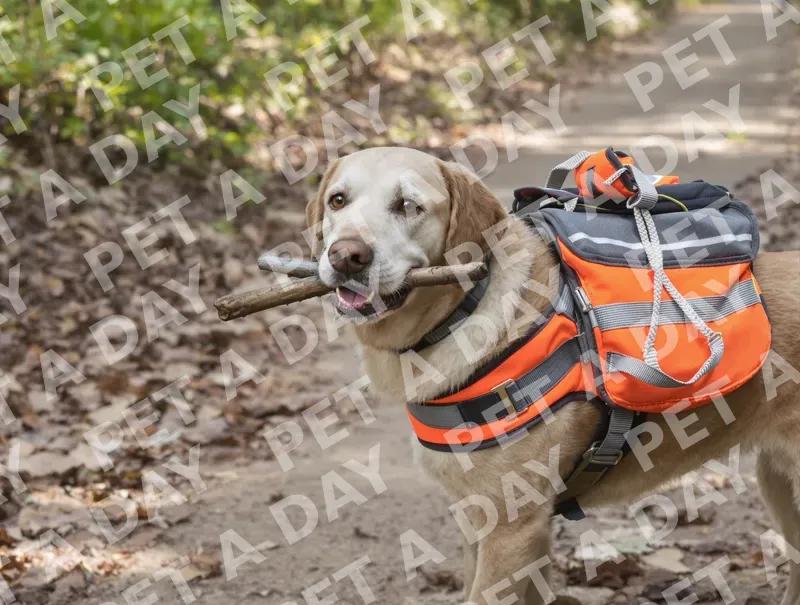 Adventurous Labrador on a Wooded Path