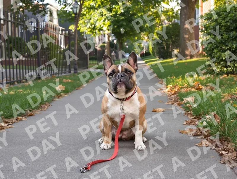 Patient French Bulldog on a Sunny Walk