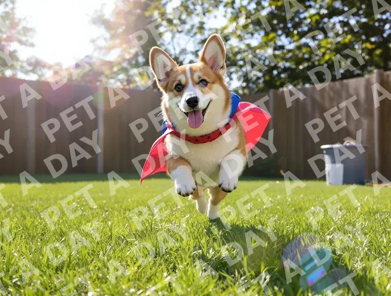 Super Corgi Leaping into Action