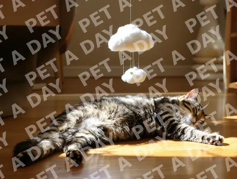 Peaceful Tabby Cat Napping in Sunbeam