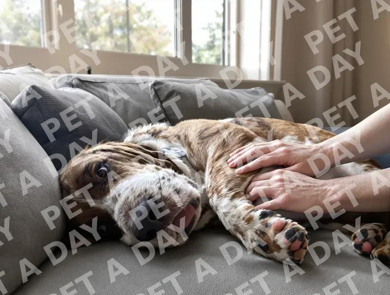 Relaxed Basset Hound Enjoying a Belly Rub