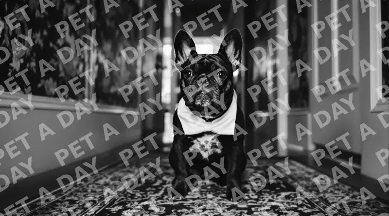 Distinguished French Bulldog in a Dim Hallway