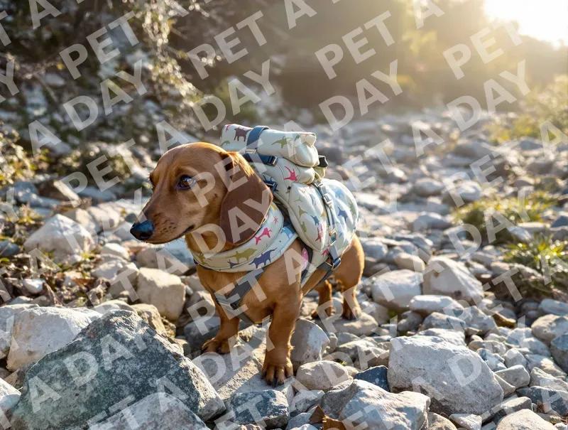 Courageous Dachshund on a Rocky Mountain Trail