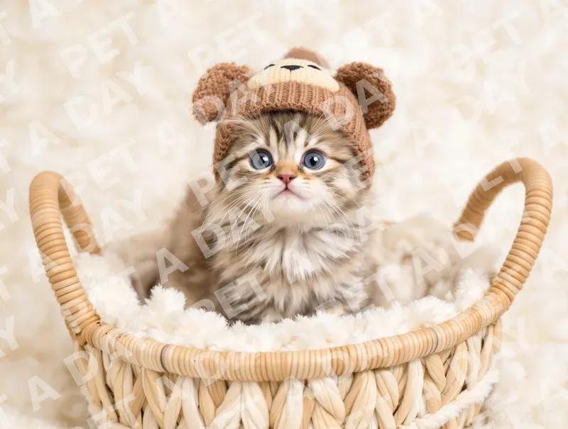 Adorable Persian Kitten in Bear Hat