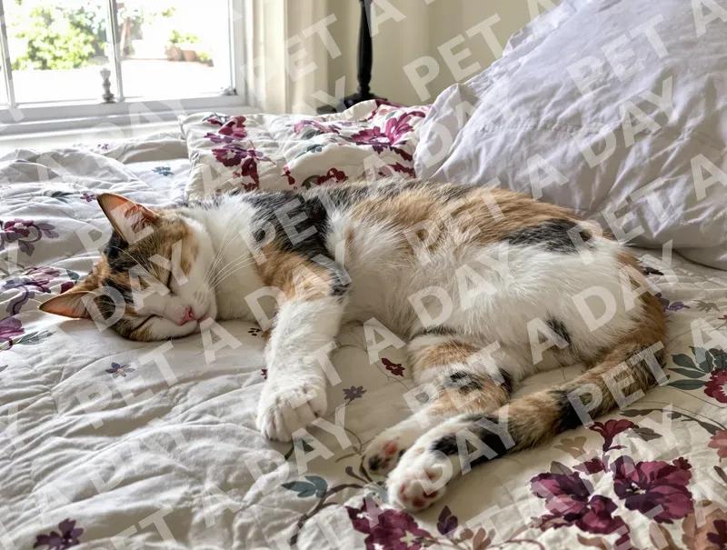 Peaceful Calico Tabby Cat Napping