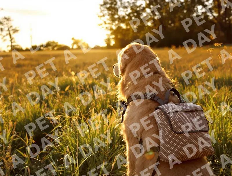 Golden Retriever's Sunset Field Adventure