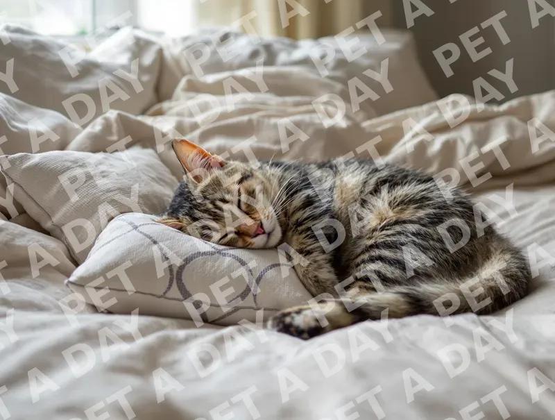 Peaceful Mackerel Tabby Cat Napping