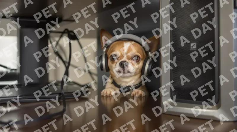 Office Dog Ready for Video Call