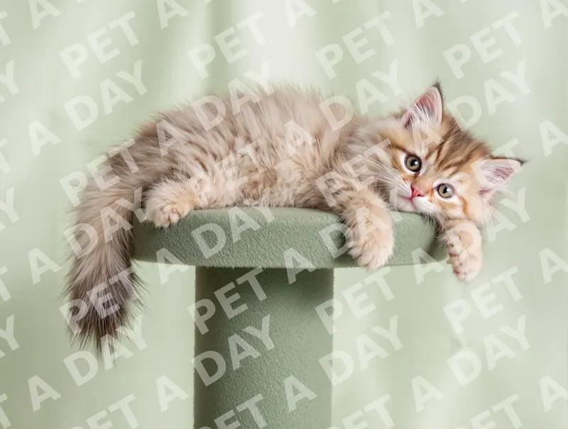 Fluffy Norwegian Forest Kitten Lounging