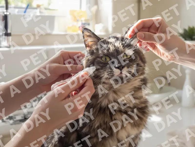 Patient Cat Receives Gentle Ear Cleaning