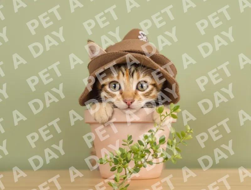 Curious Bengal Kitten in Explorer's Hat