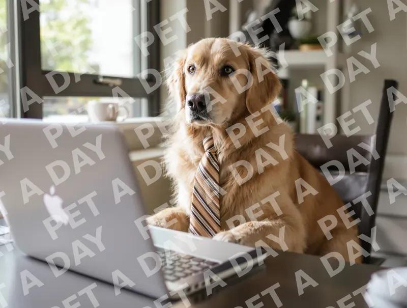 Professional Golden Retriever at Home Office