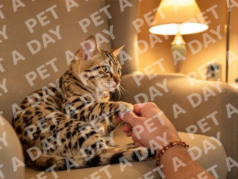 Affectionate Bengal Cat Paw Hold