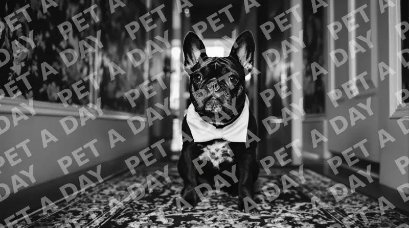 Distinguished French Bulldog in a Dim Hallway