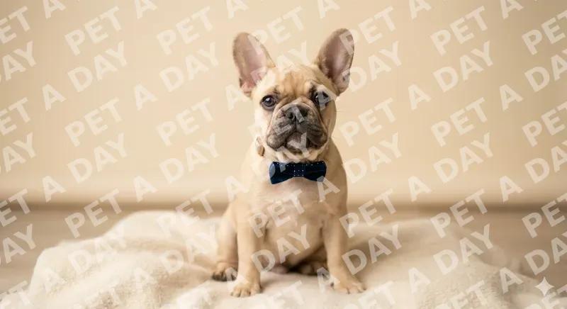 French bulldog wearing a tiny bow tie